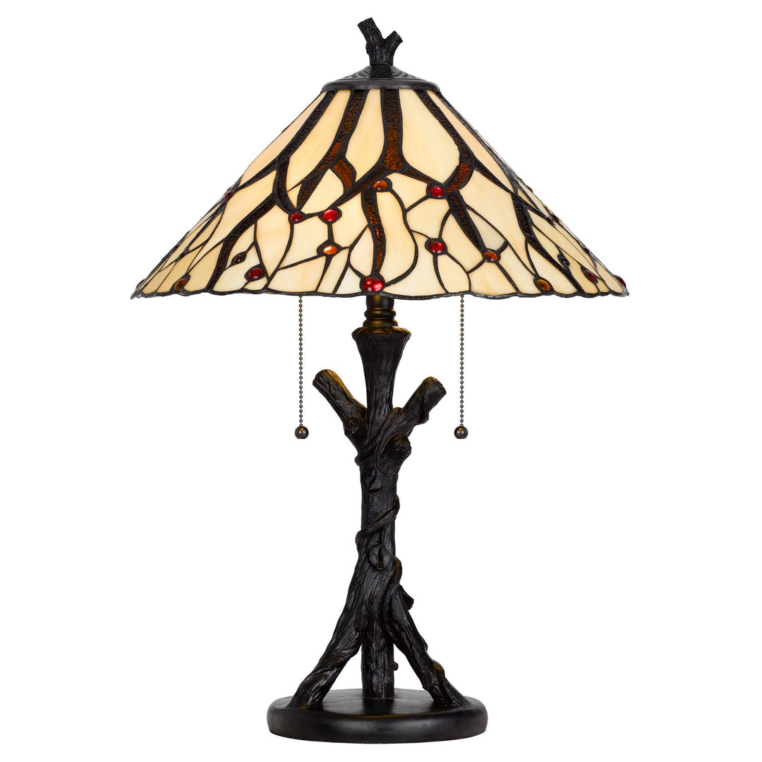 60W X 2 METAL/RESIN TIFFANY TABLE LAMP WITH PULL CHAIN SWITCHES Cal Lighting