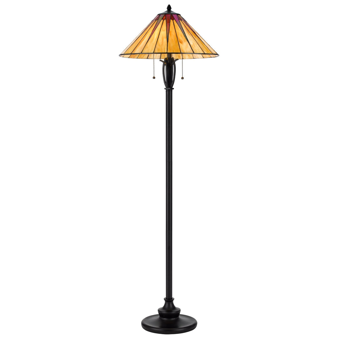 60W X 2 METAL/RESIN TIFFANY TABLE LAMP WITH PULL CHAIN SWITCHES Cal Lighting