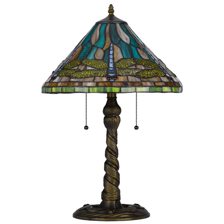 60W X 2 METAL/RESIN TIFFANY TABLE LAMP WITH PULL CHAIN SWITCHES Cal Lighting