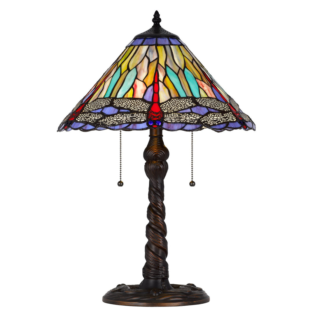 60W X 2 METAL/RESIN TIFFANY TABLE LAMP WITH PULL CHAIN SWITCHES Cal Lighting