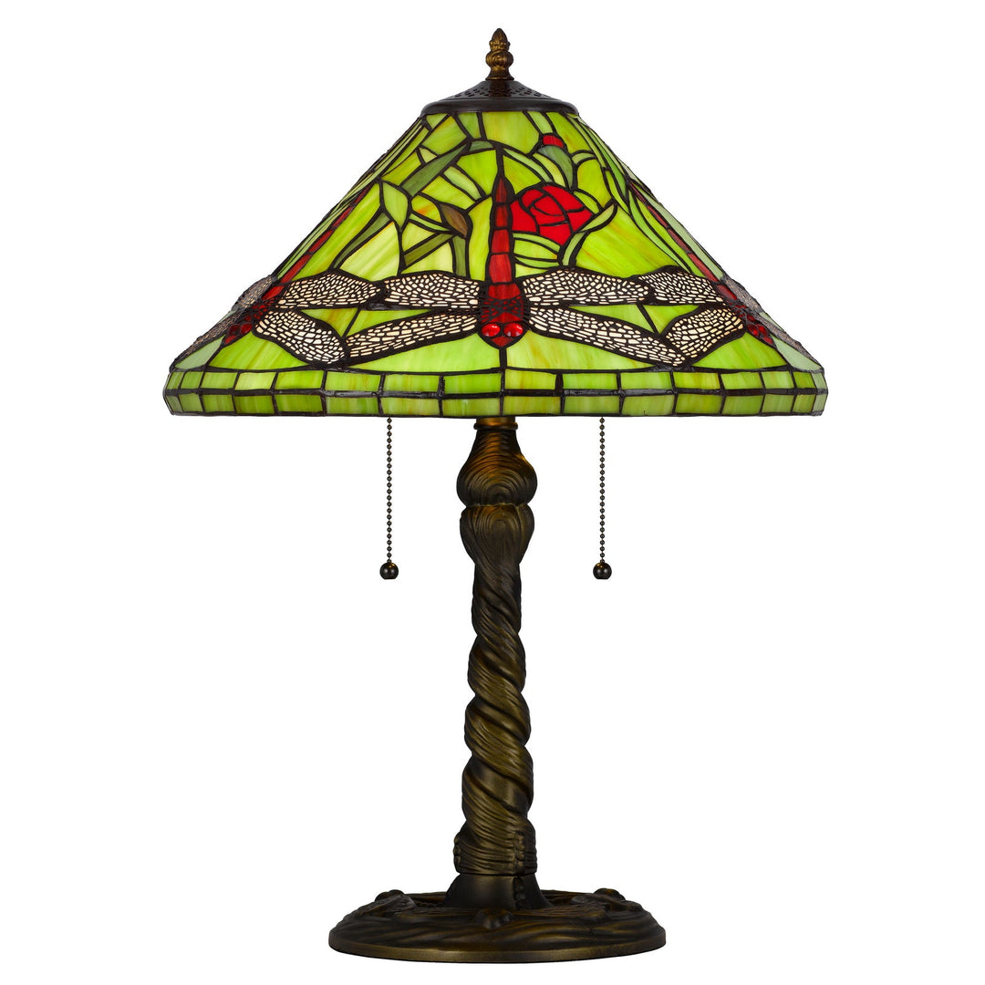 60W X 2 METAL/RESIN TIFFANY TABLE LAMP WITH PULL CHAIN SWITCHES Cal Lighting