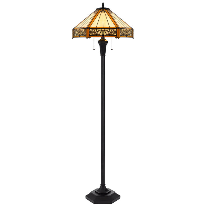 60W X 2 METAL/RESIN TIFFANY TABLE LAMP WITH PULL CHAIN SWITCHES Cal Lighting