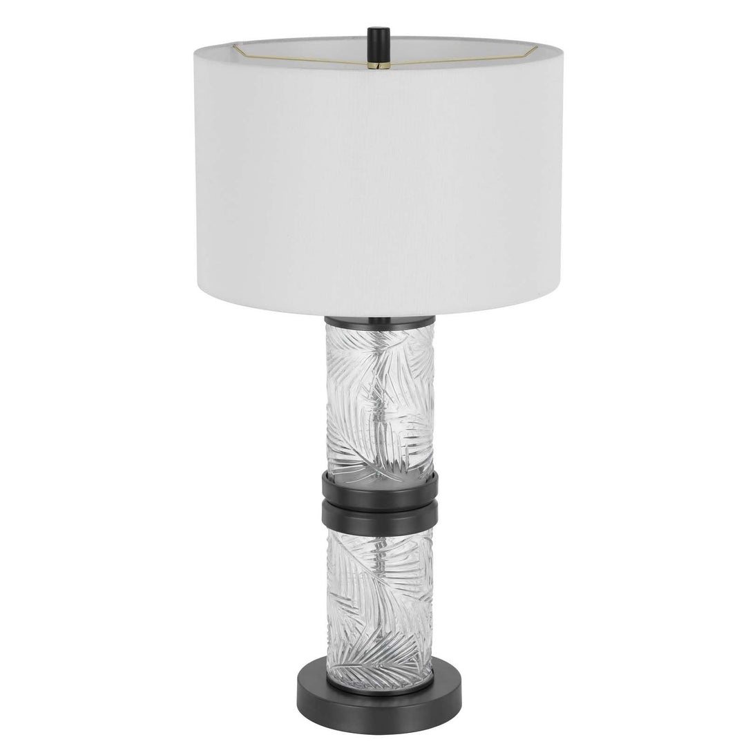 100W CARRINGTON METAL/GLASS TABLE LAMP WITH 4W INTEGRATED LED NIGHT LIGHT AND HARDBACK FABRIC SHADE Cal Lighting