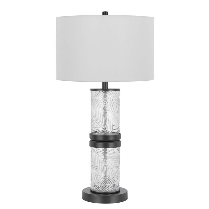 100W CARRINGTON METAL/GLASS TABLE LAMP WITH 4W INTEGRATED LED NIGHT LIGHT AND HARDBACK FABRIC SHADE Cal Lighting