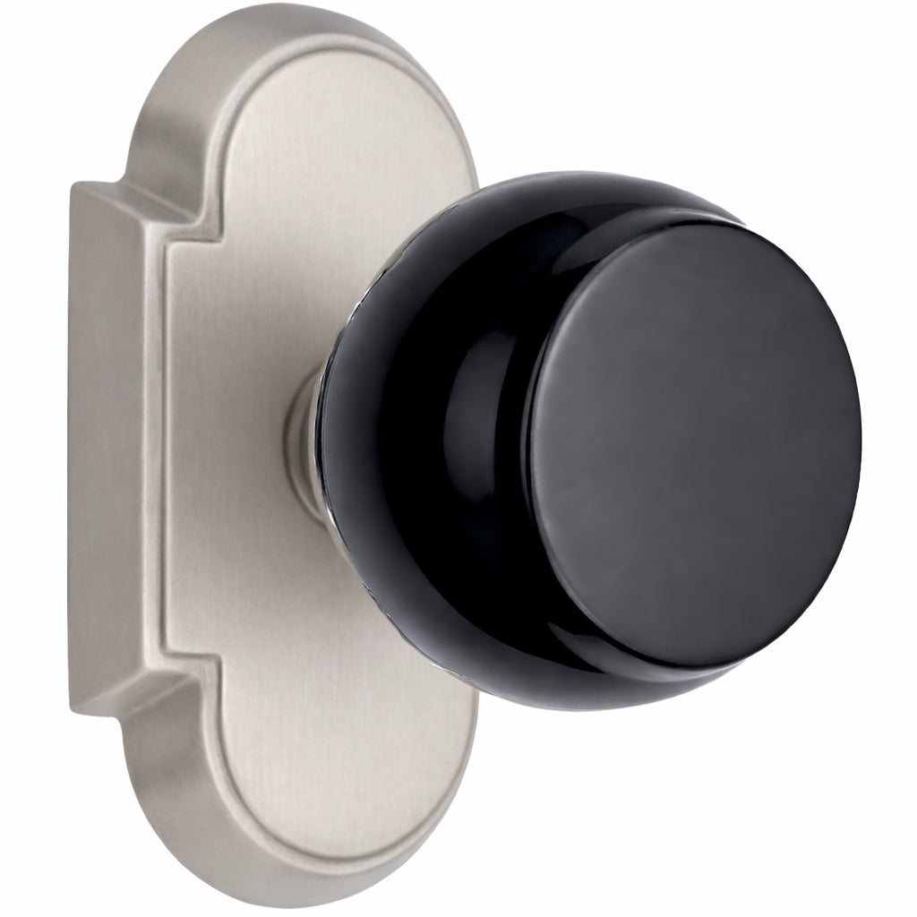 Magnifique® Arched Door Set with Black Obsidian Knobs (Several Finishes Available)