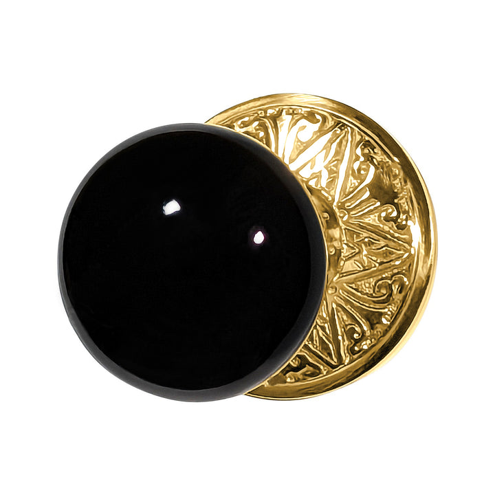 Lancaster Door Set With Black Porcelain Knob