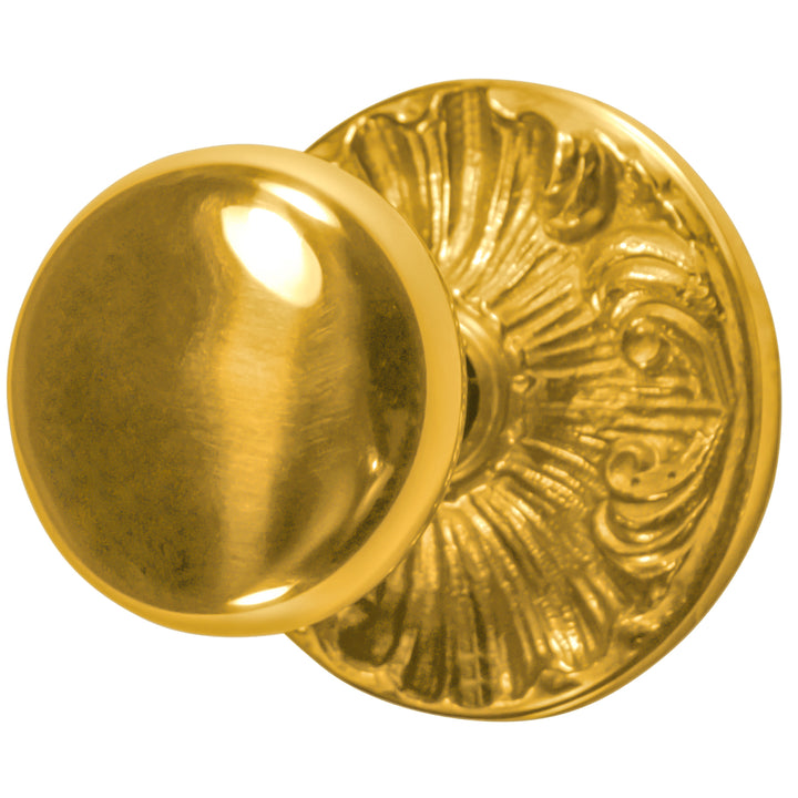 Romanesque Rosette Door Set with Round Brass Door Knobs (Several Finishes Available)