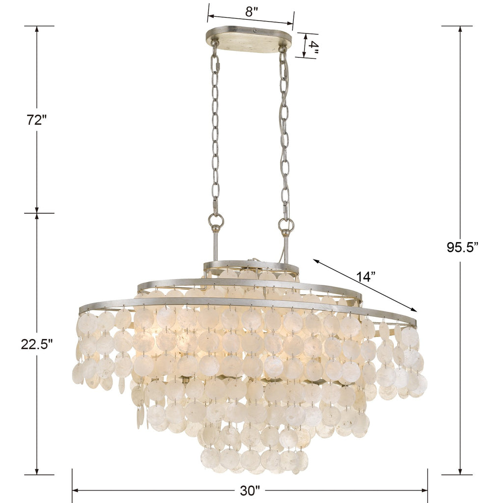 Crystorama Crystorama Brielle 6 Light Antique Silver Linear Chandelier