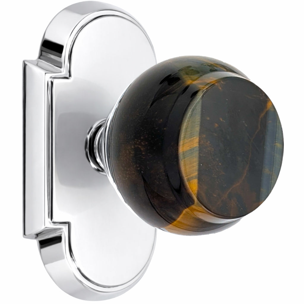 Magnifique® Arched Door Set with Blue Tiger Eye Knobs (Several Finishes Available)