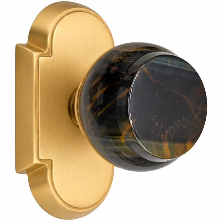 Magnifique® Arched Door Set with Blue Tiger Eye Knobs (Several Finishes Available)