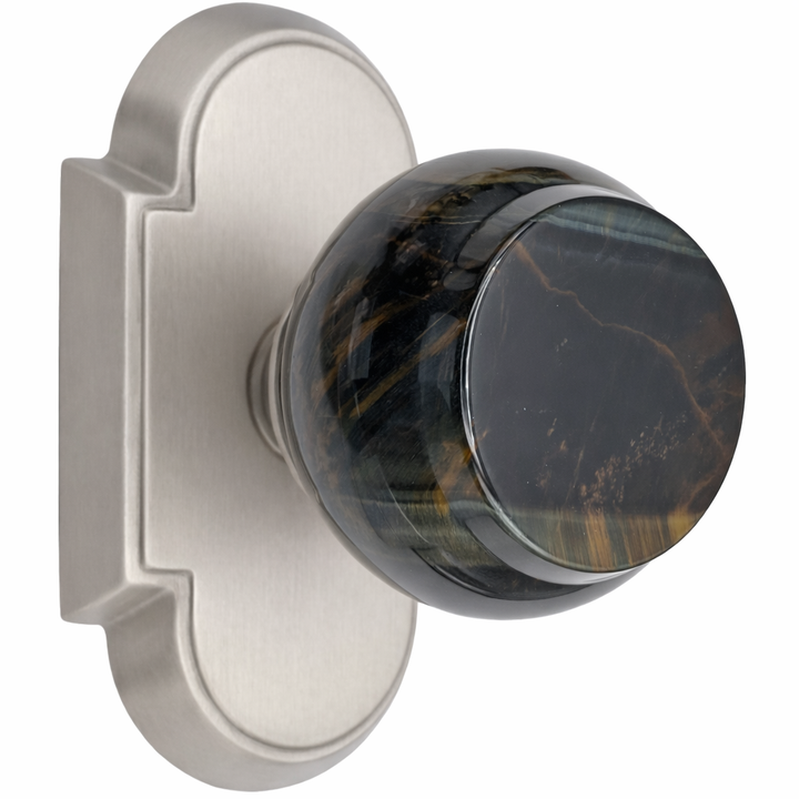 Magnifique® Arched Door Set with Blue Tiger Eye Knobs (Several Finishes Available)