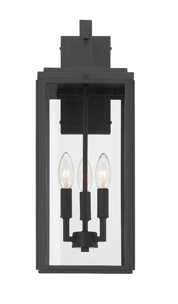 Byron 3 Light Matte Black Outdoor Sconce Crystorama