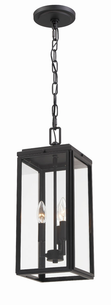 Byron 3 Light Matte Black Outdoor Pendant Crystorama