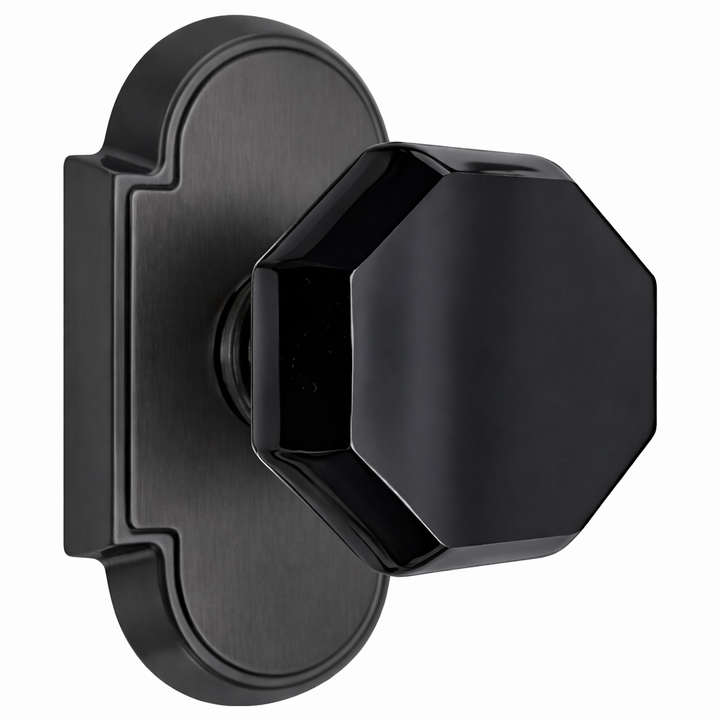 Magnifique® Arched Door Set with Black Glass Octagon Knobs (Several Finishes Available)