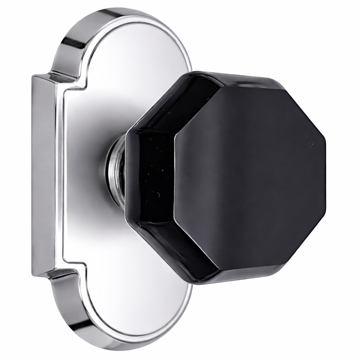 Magnifique® Arched Door Set with Black Glass Octagon Knobs (Several Finishes Available)