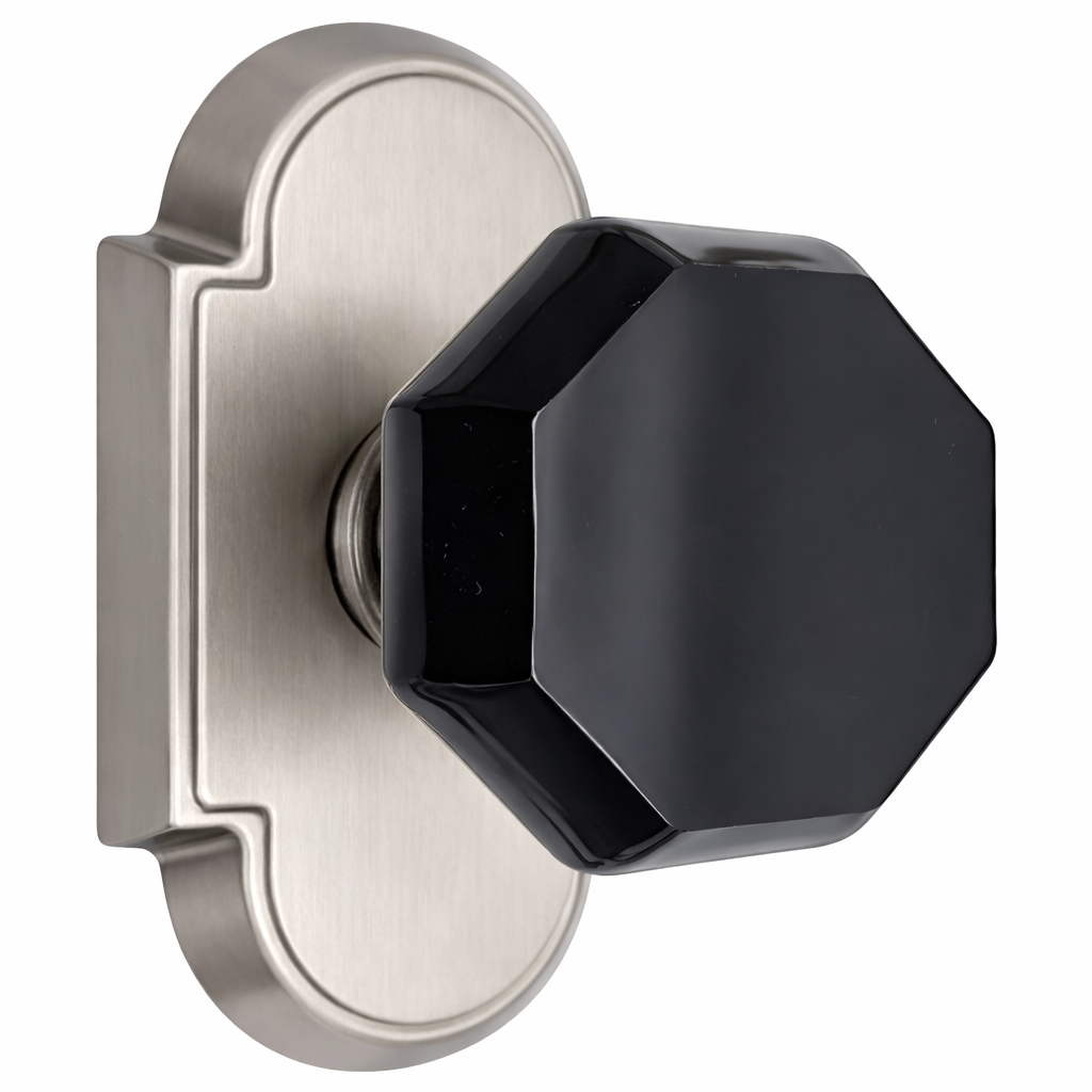Magnifique® Arched Door Set with Black Glass Octagon Knobs (Several Finishes Available)