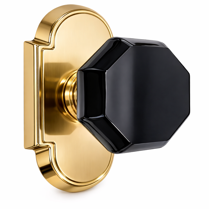Magnifique® Arched Door Set with Black Glass Octagon Knobs (Several Finishes Available)