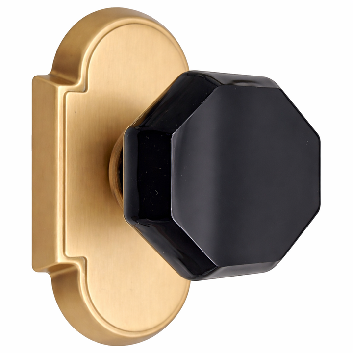 Magnifique® Arched Door Set with Black Glass Octagon Knobs (Several Finishes Available)