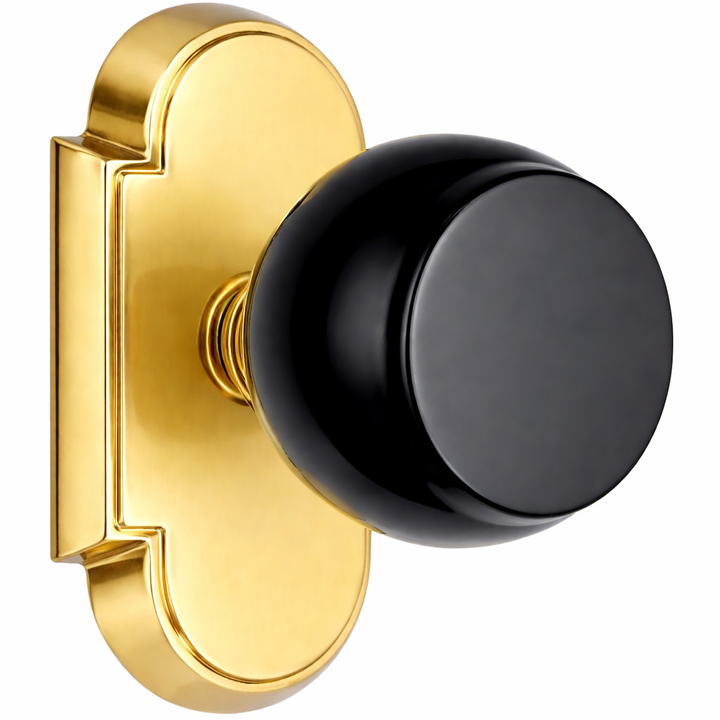Magnifique® Arched Door Set with Black Obsidian Knobs (Several Finishes Available)