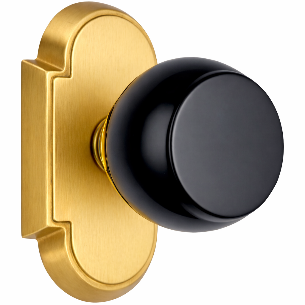 Magnifique® Arched Door Set with Black Obsidian Knobs (Several Finishes Available)