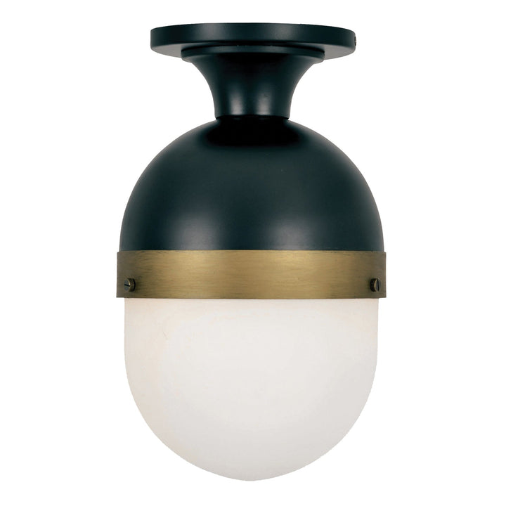 Brian Patrick Flynn Capsule 1 Light Matte Black + Textured Gold Outdoor Semi Flush Mount Crystorama