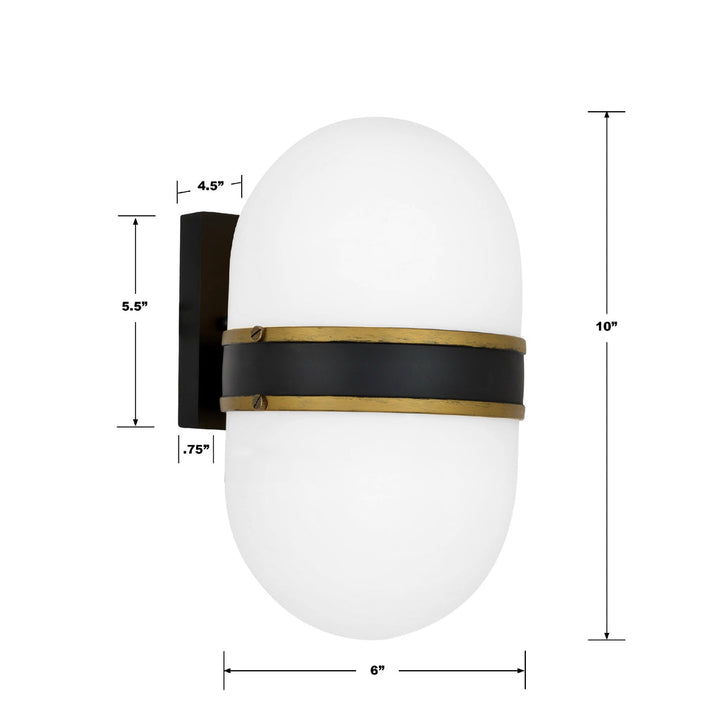 Brian Patrick Flynn Capsule 1 Light Matte Black + Textured Gold Outdoor Sconce Crystorama