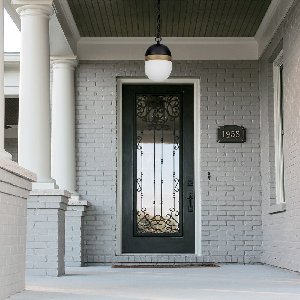 Brian Patrick Flynn Capsule 3 Light Matte Black + Textured Gold Outdoor Pendant Crystorama