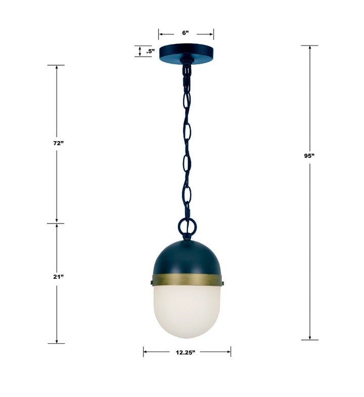 Brian Patrick Flynn Capsule 3 Light Matte Black + Textured Gold Outdoor Pendant Crystorama