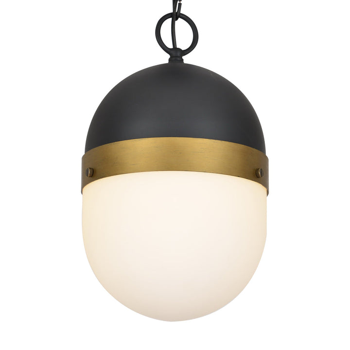 Brian Patrick Flynn Capsule 1 Light Matte Black + Textured Gold Outdoor Pendant Crystorama