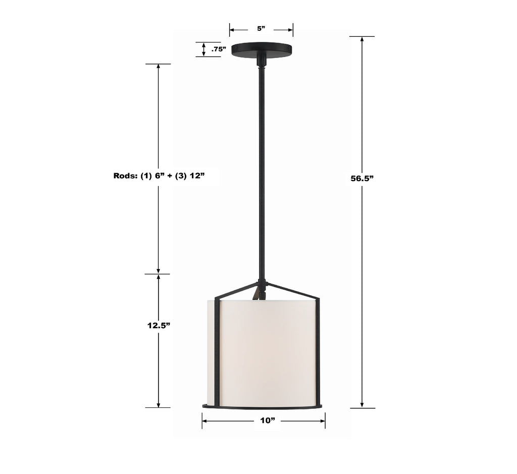 Carlyn 1 Light Black Mini Pendant Crystorama