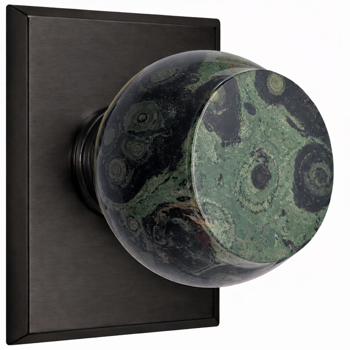 Magnifique® Rectangular Door Set with Crocodile Jasper Knobs (Several Finishes Available)