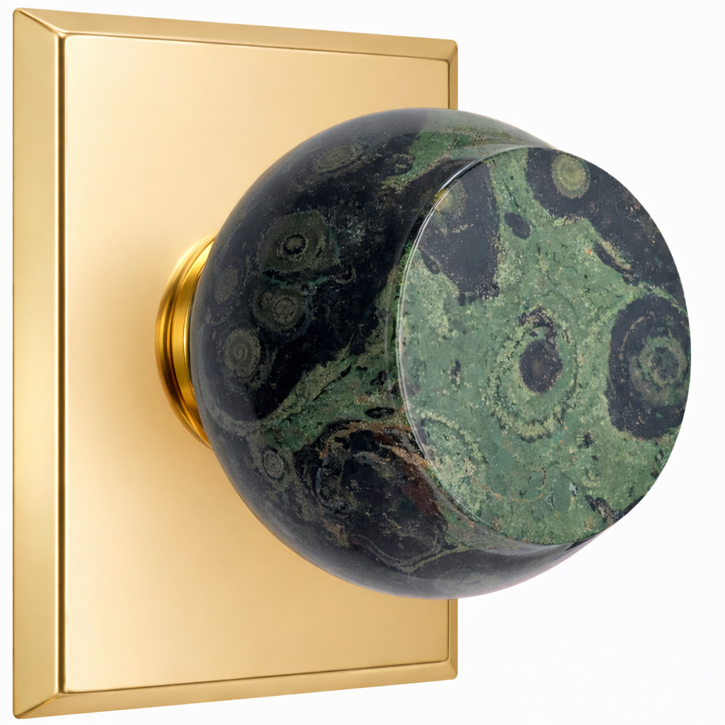 Magnifique® Rectangular Door Set with Crocodile Jasper Knobs (Several Finishes Available)