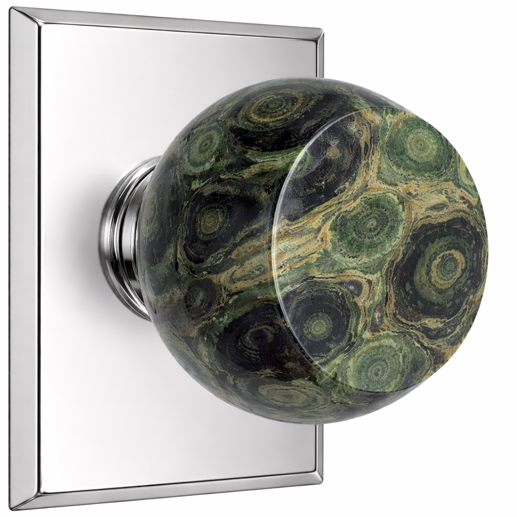 Magnifique® Rectangular Door Set with Crocodile Jasper Knobs (Several Finishes Available)