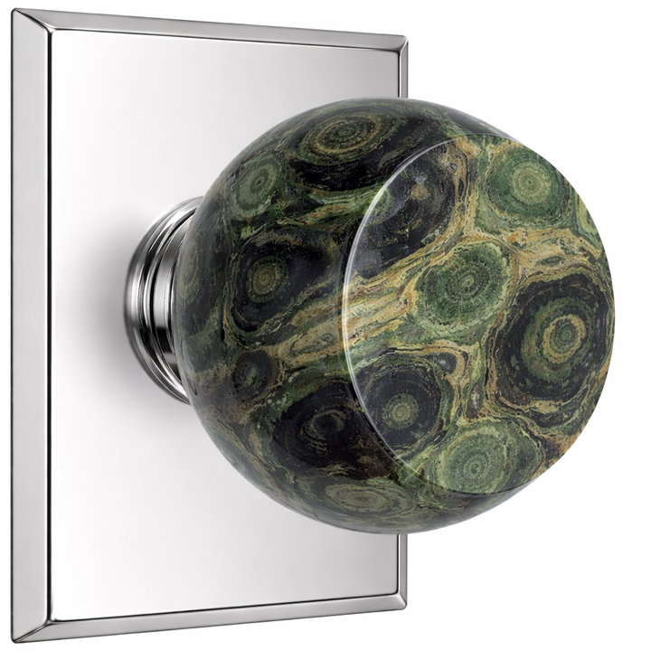 Magnifique® Rectangular Door Set with Crocodile Jasper Knobs (Several Finishes Available)