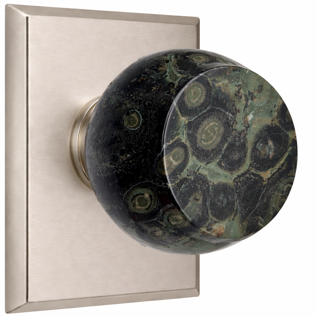Magnifique® Rectangular Door Set with Crocodile Jasper Knobs (Several Finishes Available)