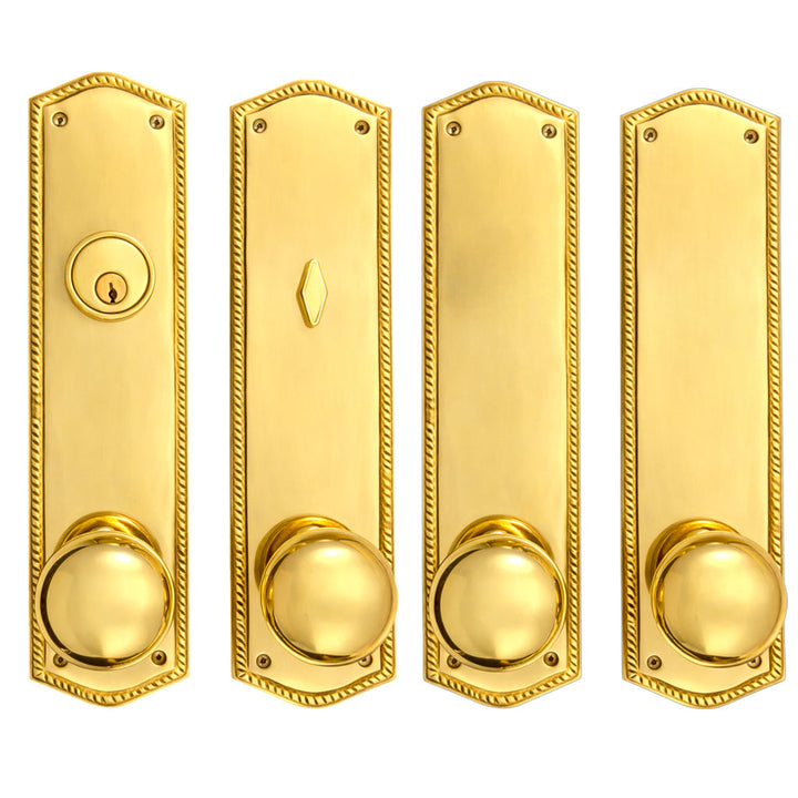 Georgian Roped Oval Double Door Deadbolt Entryway Set (Several Finishes Available)