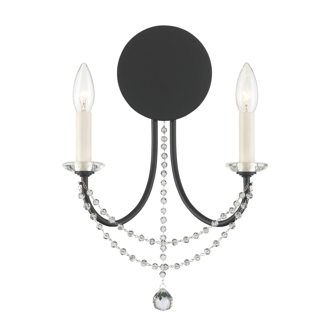 Crystorama Crystorama Delilah 2 Light Matte Black Sconce