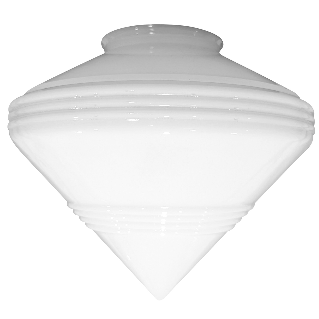 9 Inch Art Deco Style Milk Glass Light Shade (4 Inch Fitter) COPPER MOUNTAIN HARDWARE