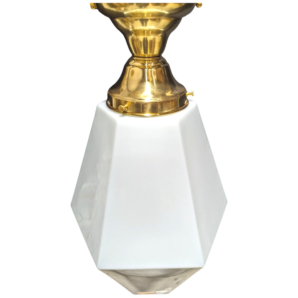 20 Inch Manhattan Skyscraper Prism Style Semi-Flush Mount Light (Polished Brass Finish) COPPER MOUNTAIN HARDWARE