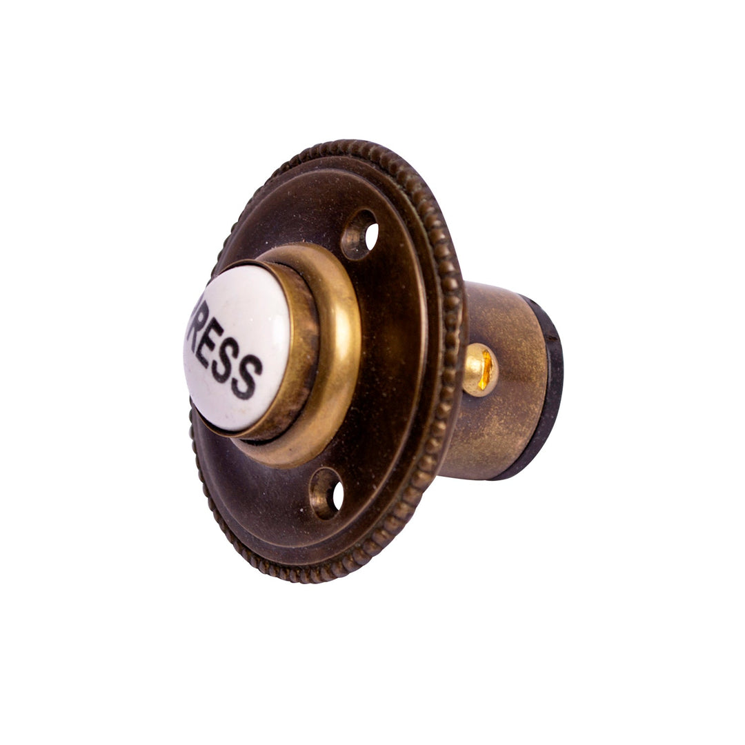 2 1/2 Inch Solid Brass Beaded Press Doorbell Button COPPER MOUNTAIN HARDWARE