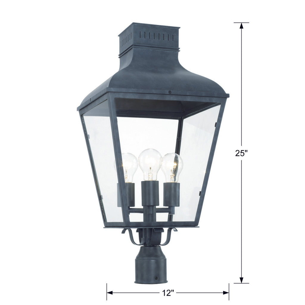 Dumont 3 Light Graphite Outdoor Post Crystorama