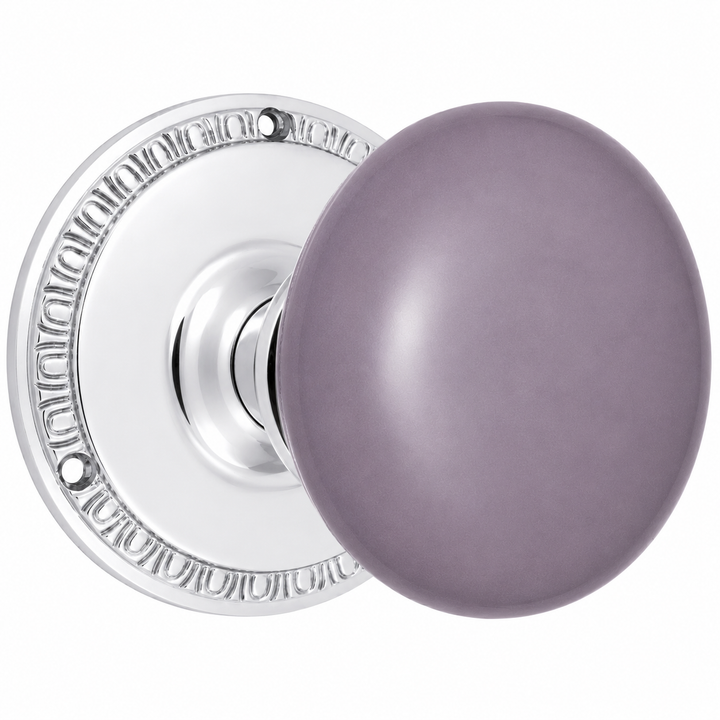 Egg & Dart Rosette Door Set with Gray Porcelain Door Knobs (Several Finishes Available)