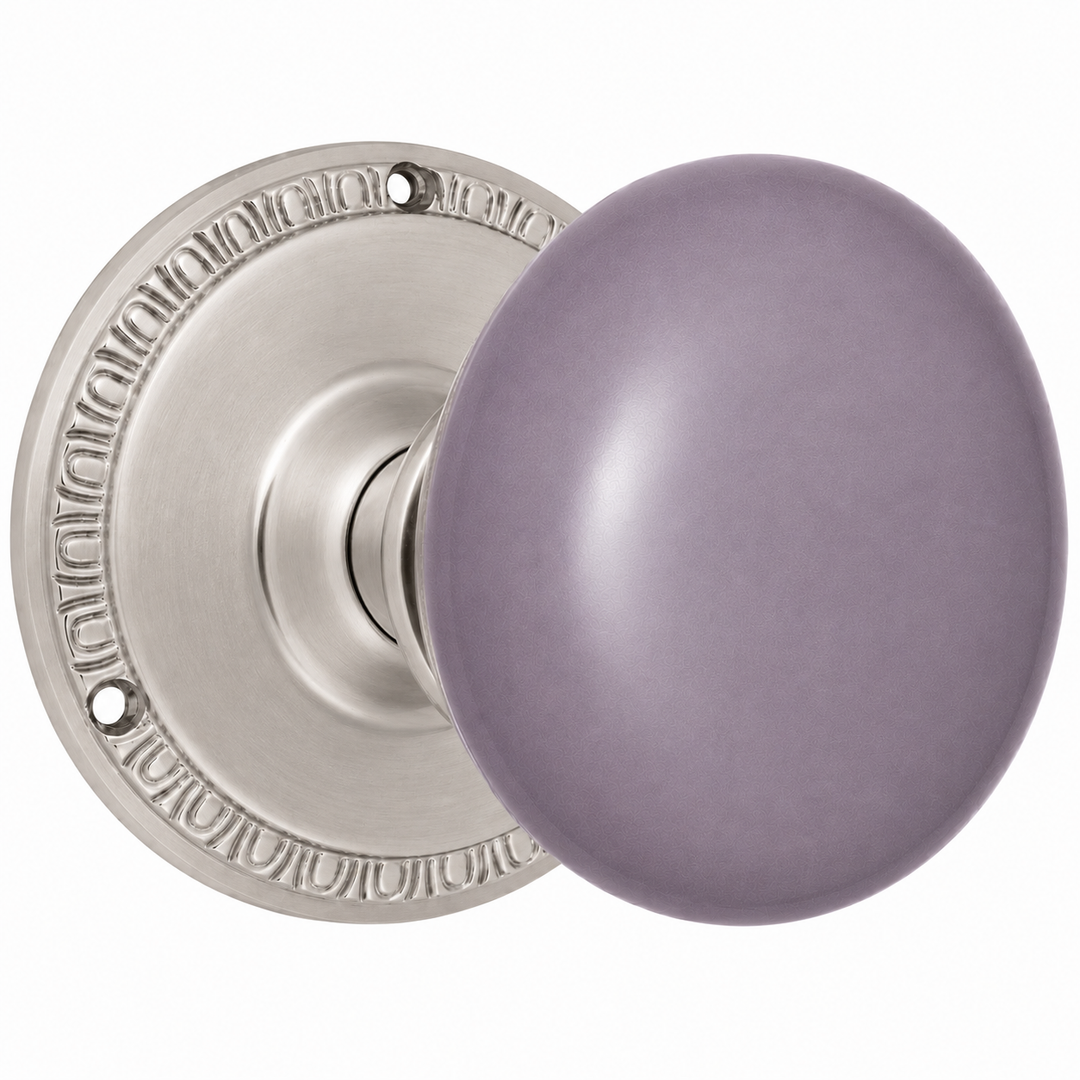 Egg & Dart Rosette Door Set with Gray Porcelain Door Knobs (Several Finishes Available)