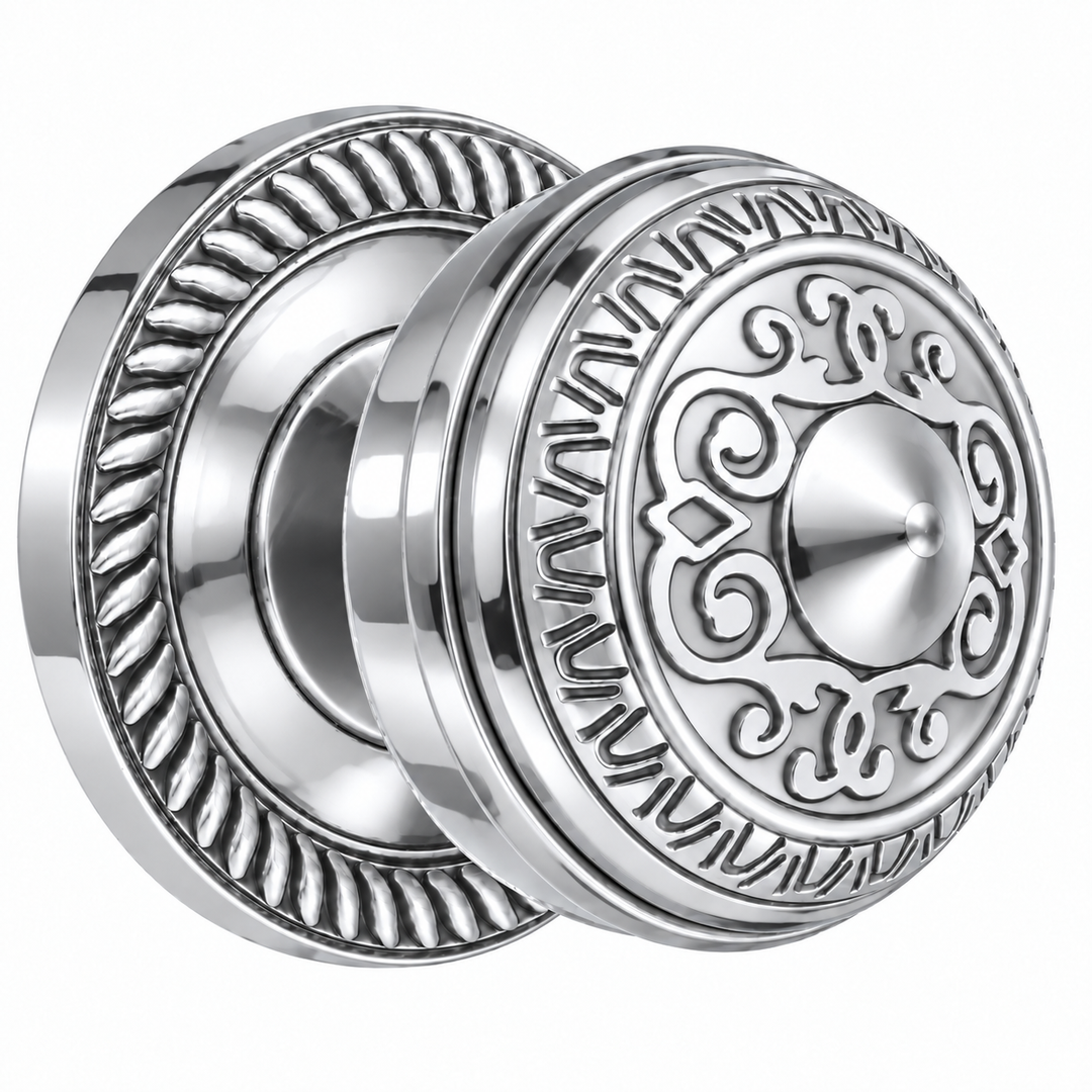 Georgian Roped Rosette Door Set with Egg & Dart Door Knobs (Several Finishes Available)