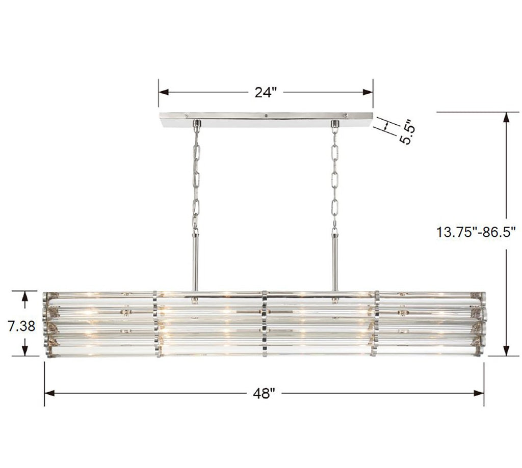 Crystorama Crystorama Libby Langdon Elliot 6 Light Polished Nickel Linear Chandelier