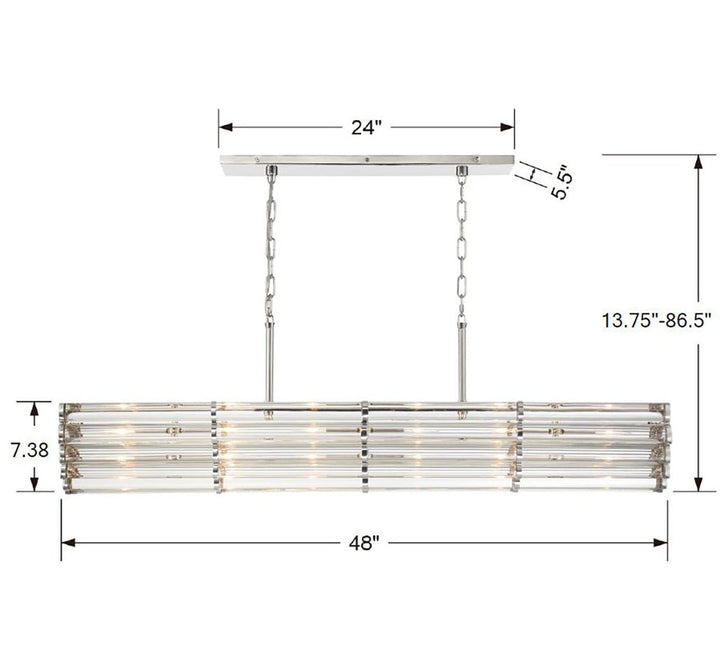 Crystorama Crystorama Libby Langdon Elliot 6 Light Polished Nickel Linear Chandelier