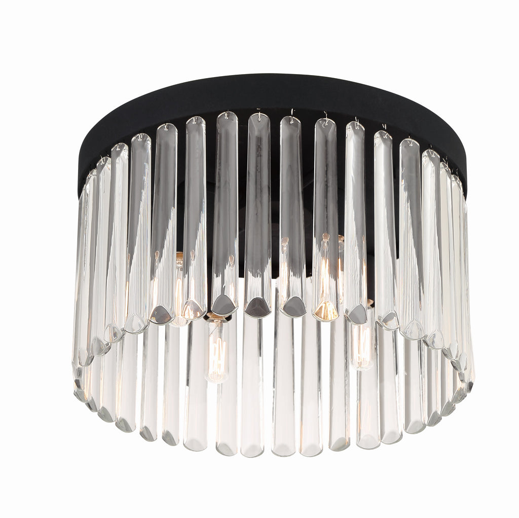 Emory 4 Light Black Forged Flush Mount Crystorama