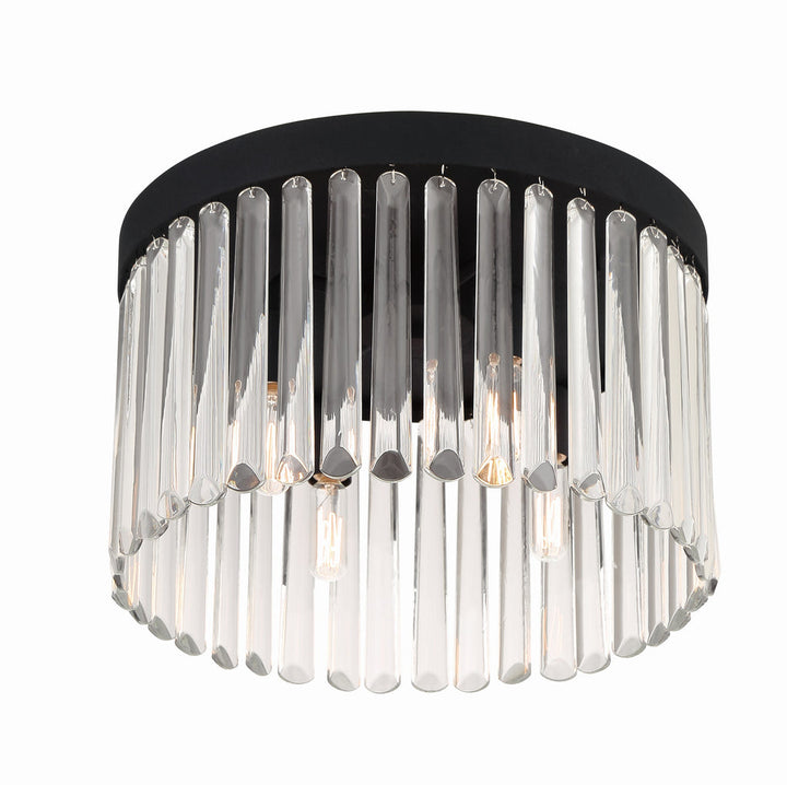 Emory 4 Light Black Forged Flush Mount Crystorama
