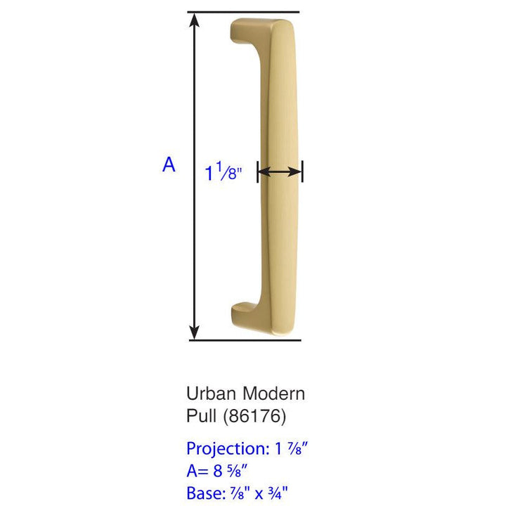 ##Antique Hardware## 8 5/8 Inch Solid Brass Urban Modern Pull