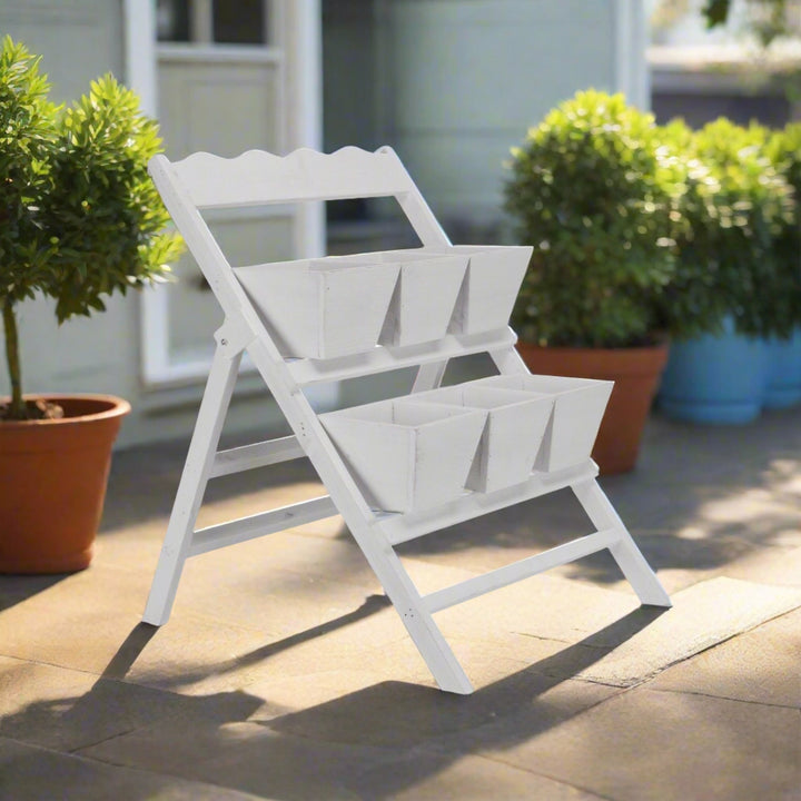 Emmeline 6 Slot Tiered Garden Stand - White CHEUNGS